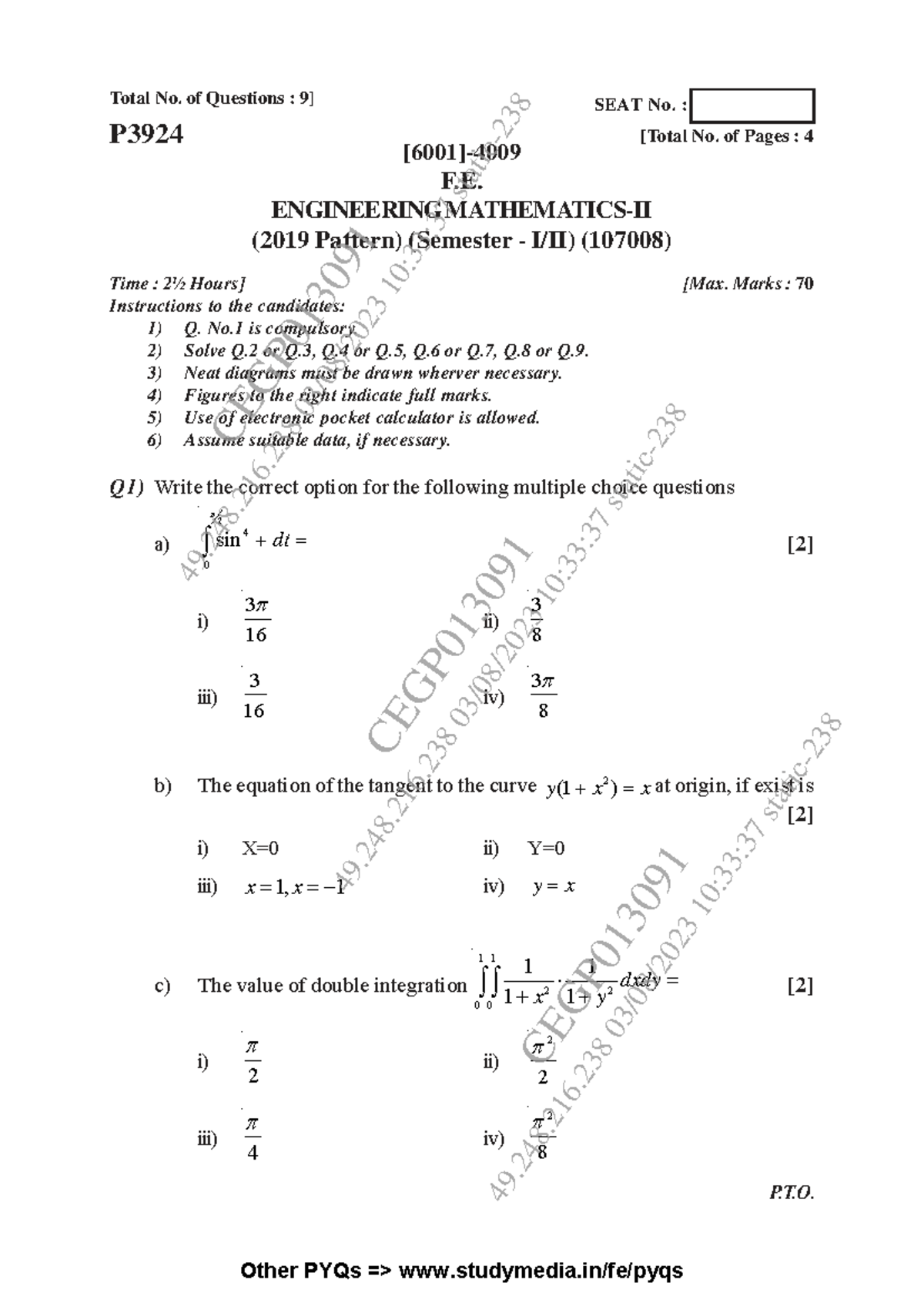 M2 Engineering Final Exam May-June 2023 - Question Paper Analysis - Studocu