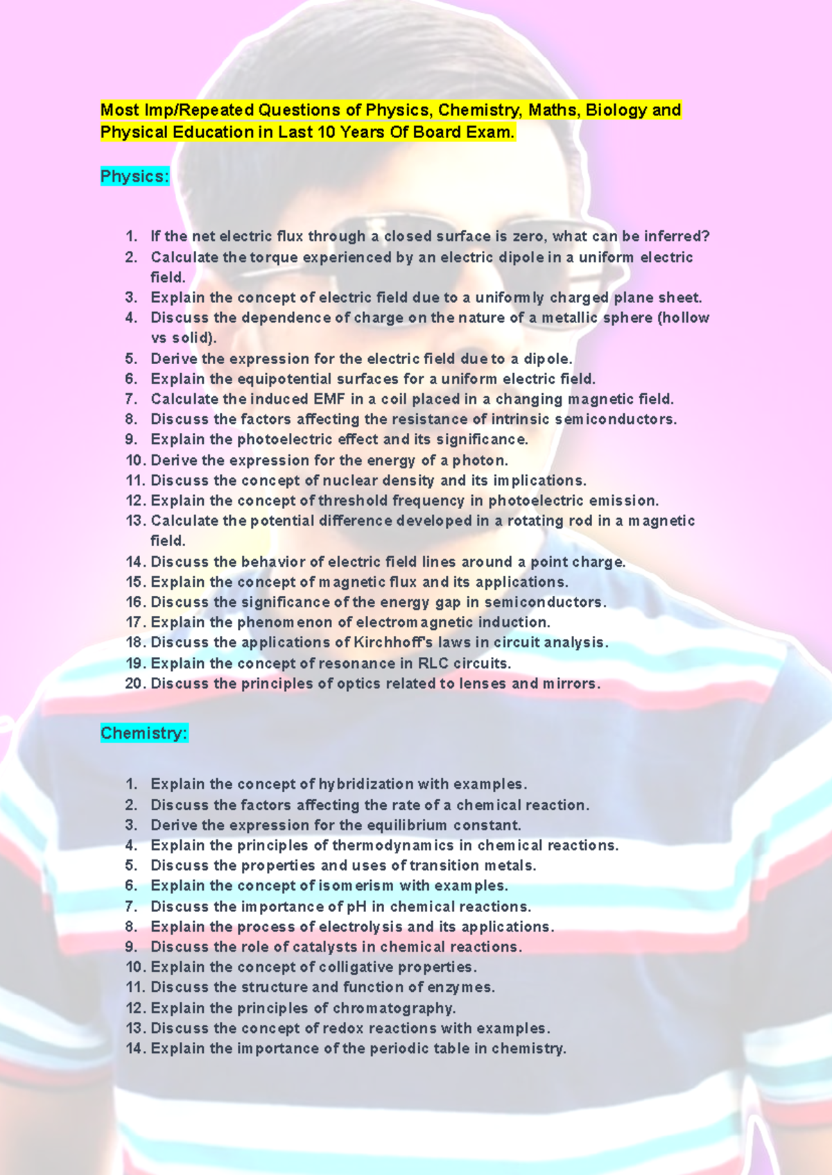 Most Repeated Questions in Last 10 Years Of Board Exam - Most Imp ...