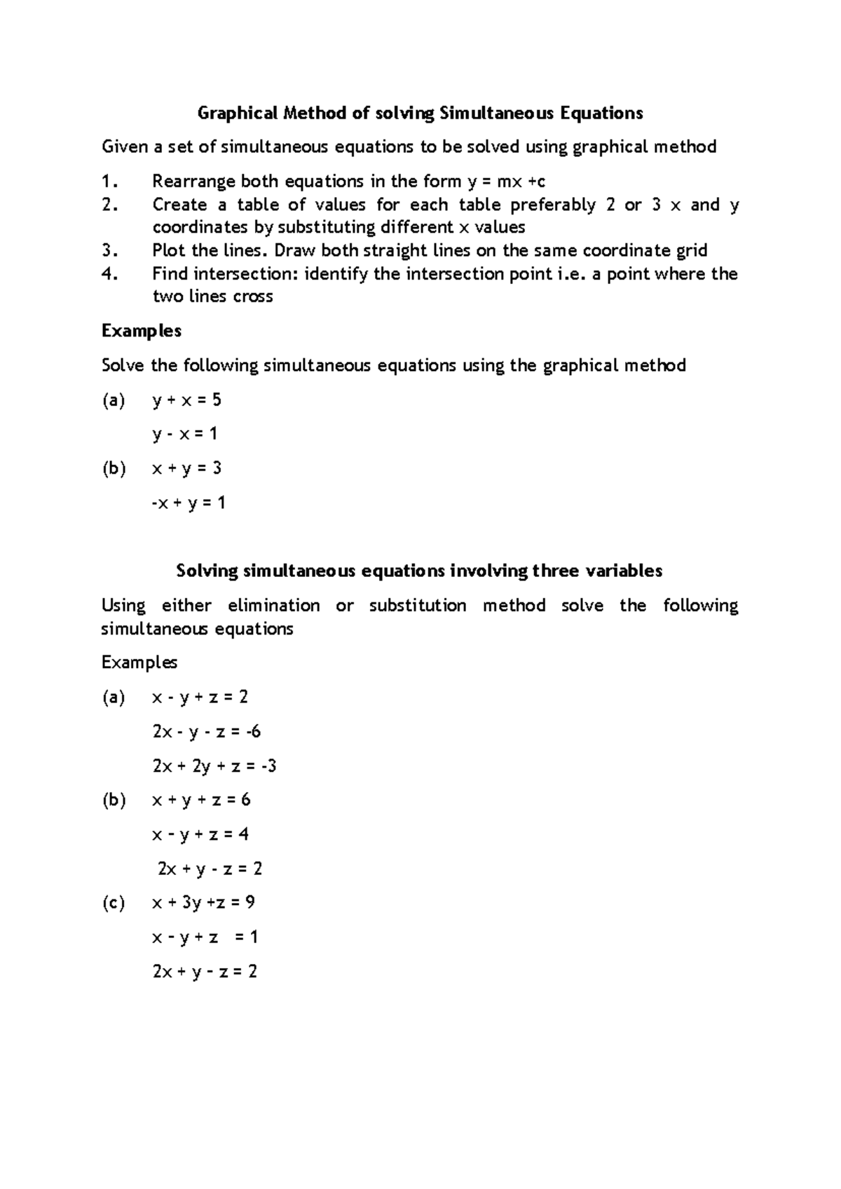 Simultaneous Equations & Linear Programming (Graphical Method) UMU ...
