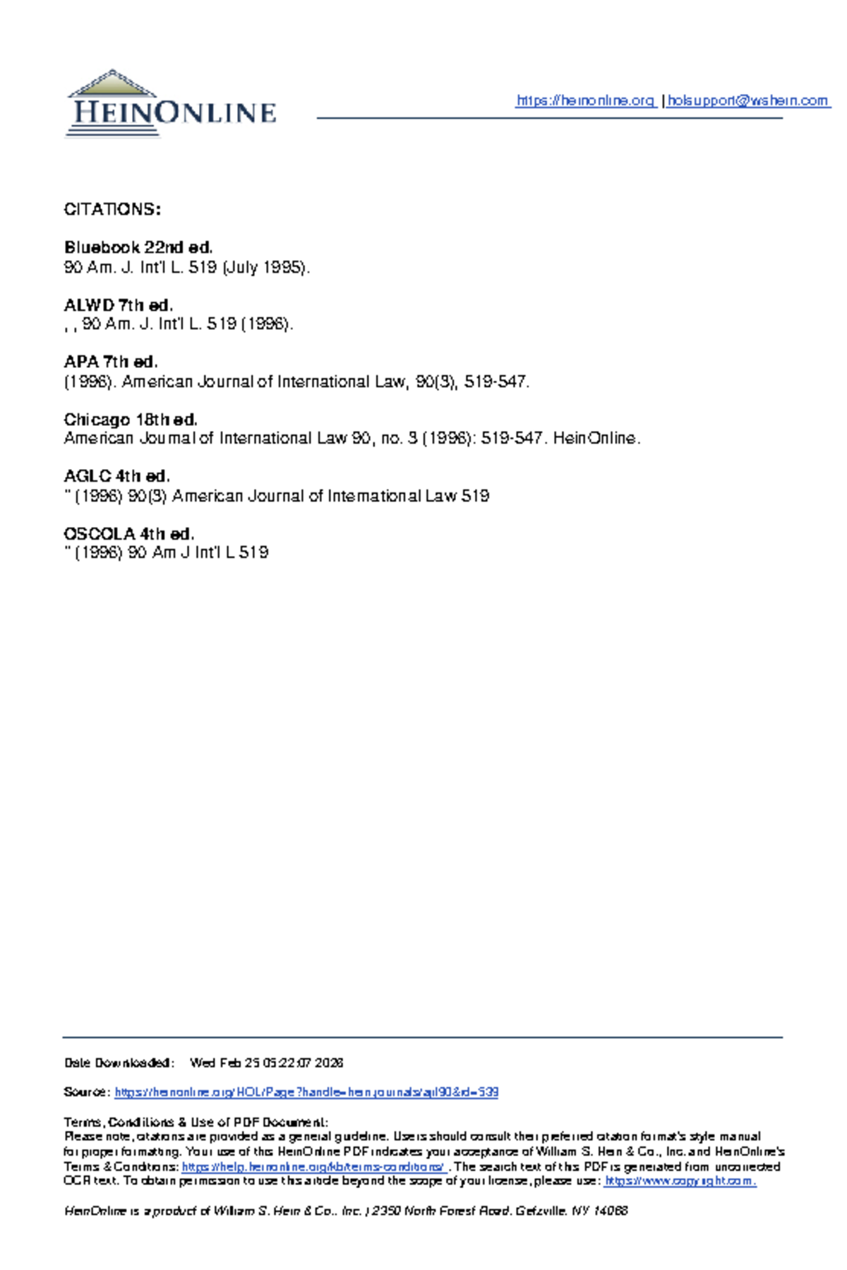 CITATIONS: Bluebook, ALWD, APA, Chicago, AGLC, OSCOLA Formats for 90 Am ...