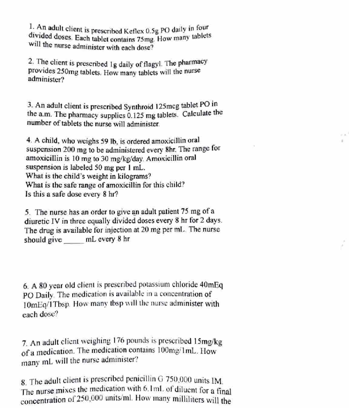 Nursing Medication Calculations Practice Problems - NUR123 - Studocu