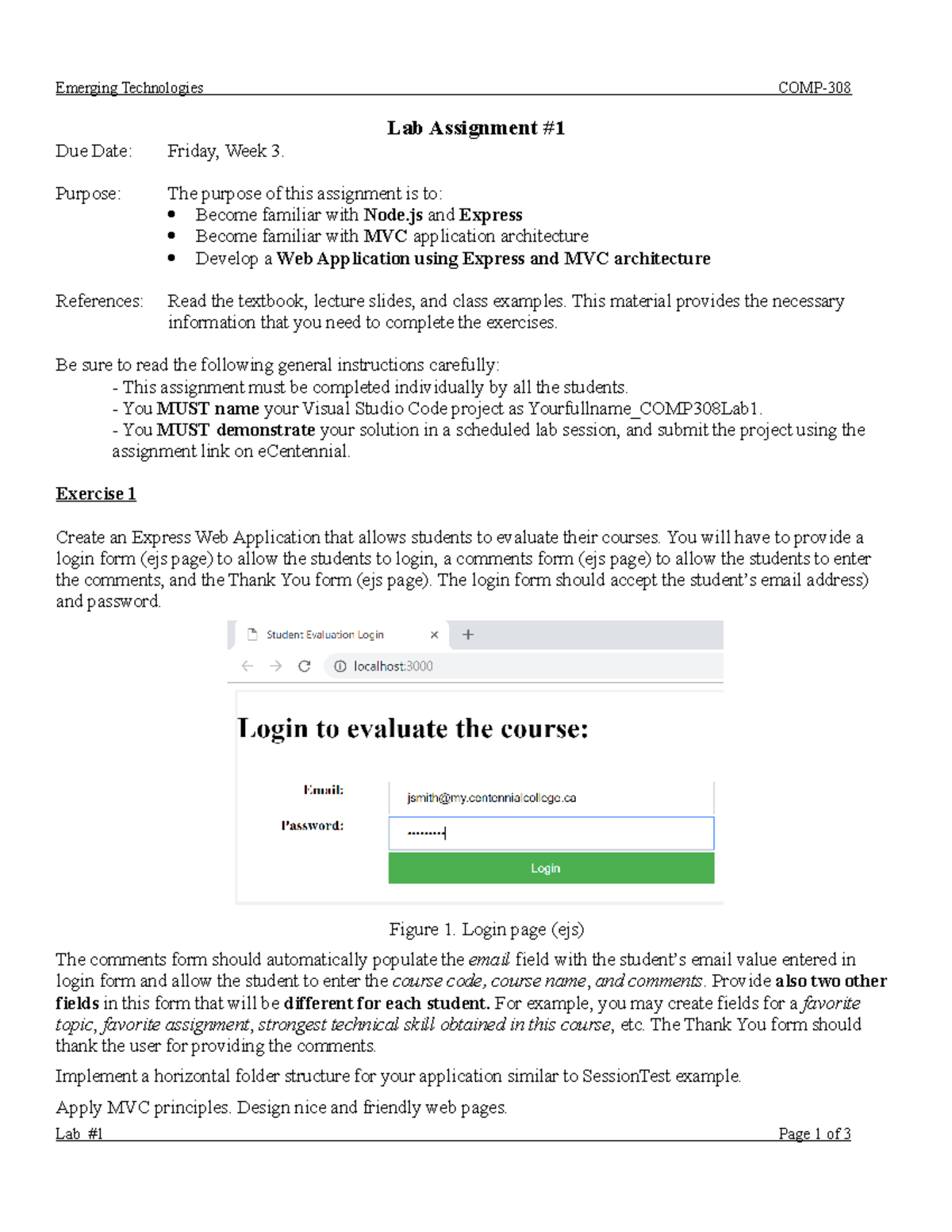 COMP308 W21 - Lab Assignment #1: Web App Development with MVC and ...