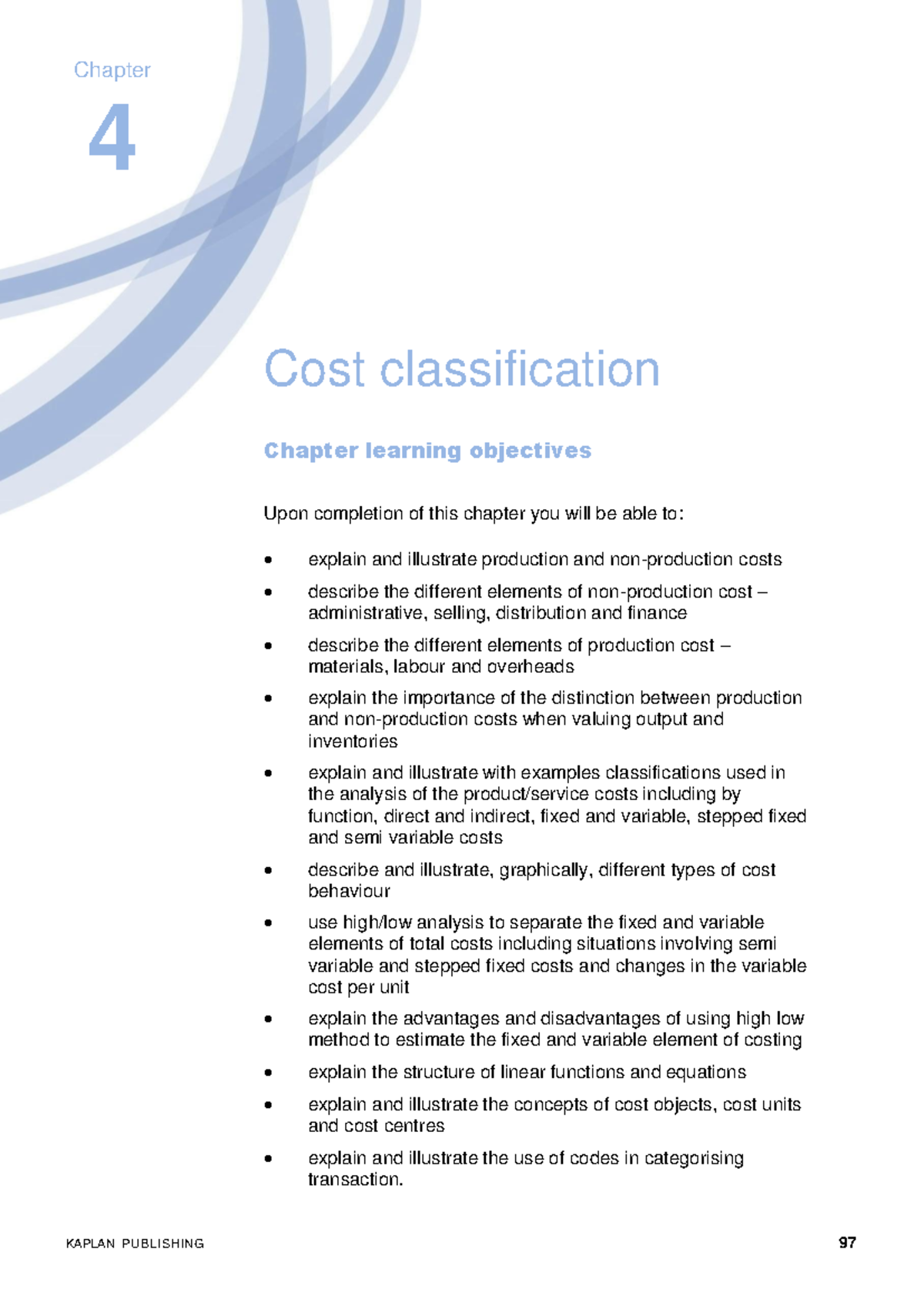 MA Ch4 - Cost Classification and Analysis Techniques - Studocu