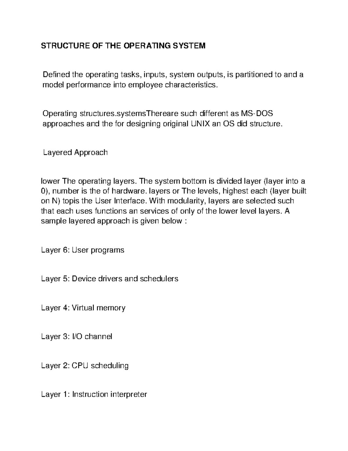 Structure OF THE Operating System - STRUCTURE OF THE OPERATING SYSTEM ...