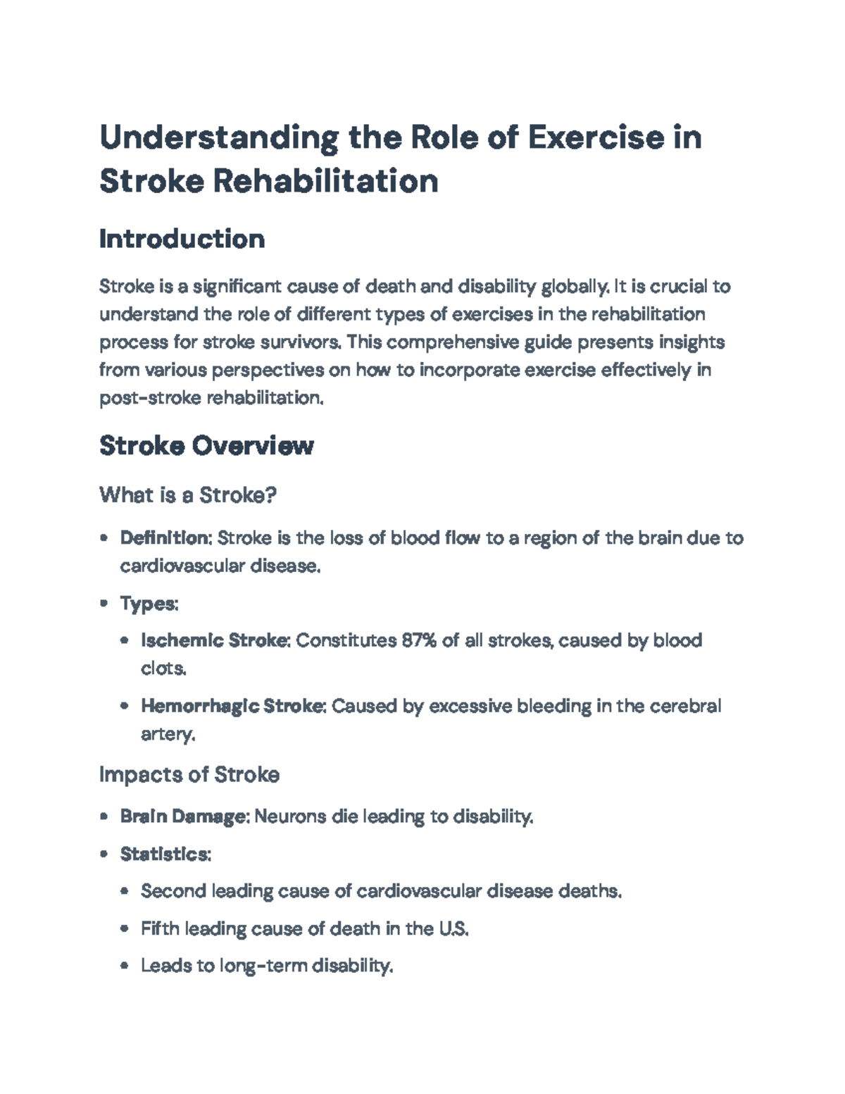 Understanding Exercise's Role in Stroke Rehabilitation (SCI 201 ...