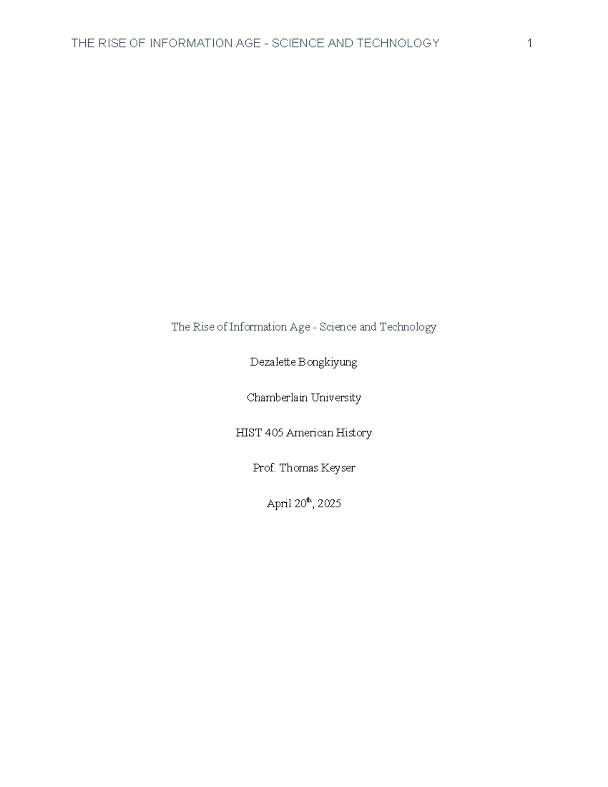 HIST 405 Final Exam: The Rise of Information Age Science & Tech - Studocu