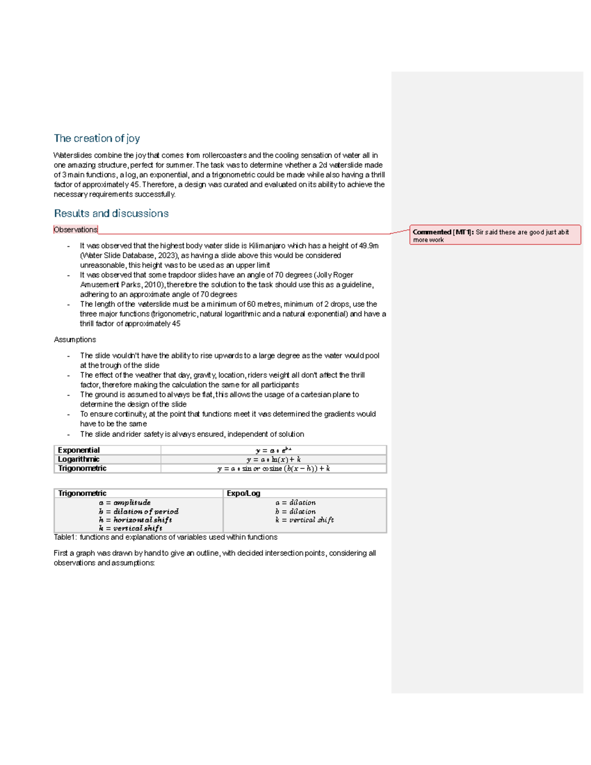 Methods IA1 Final: Designing a 2D Waterslide with Mathematical ...