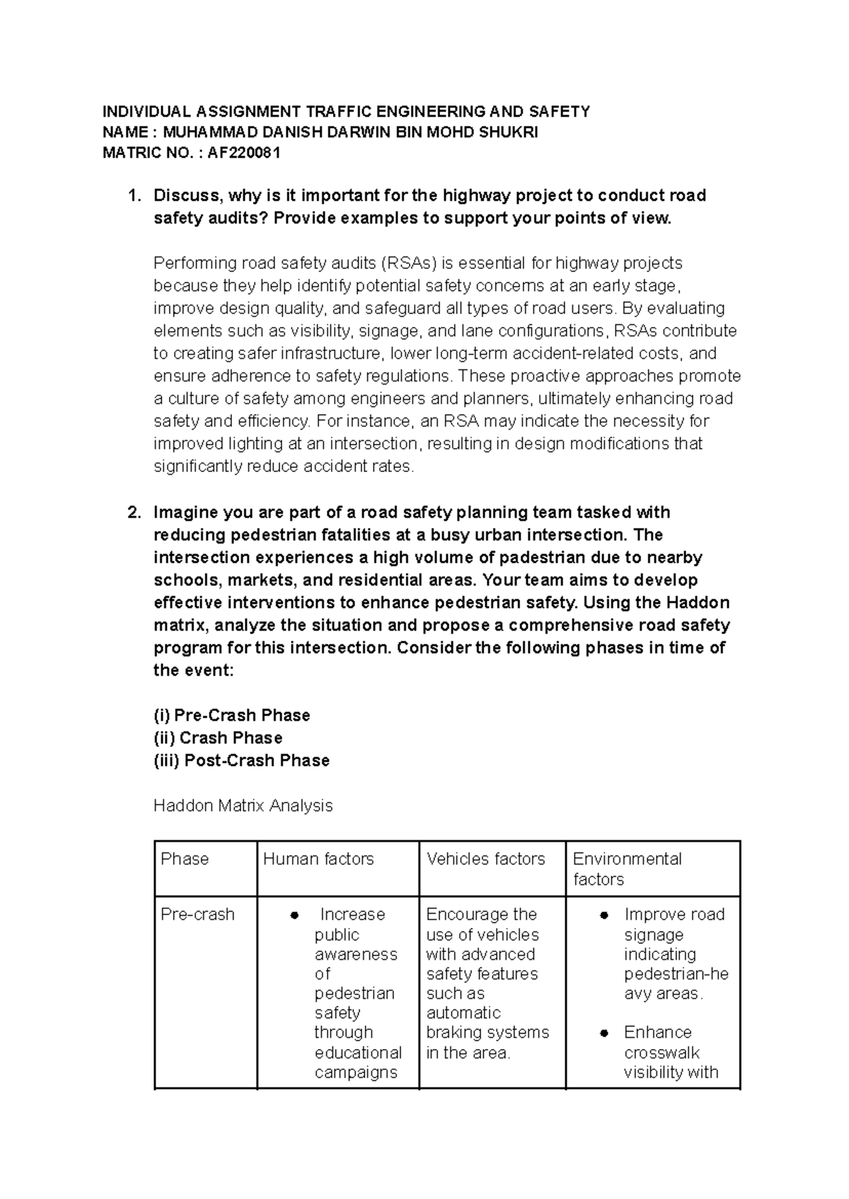 Assignment Traffic engineering Danish darwin AF22008 1 - INDIVIDUAL ...