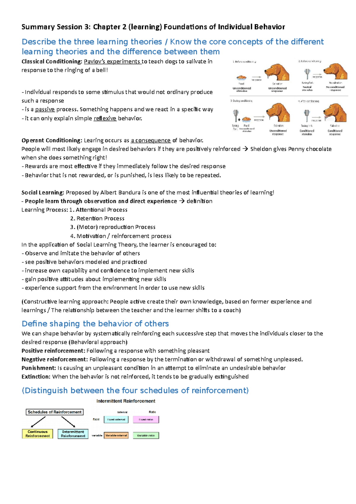 Summary Session 3, Chapter 2 learning theories - Summary Session 3 ...