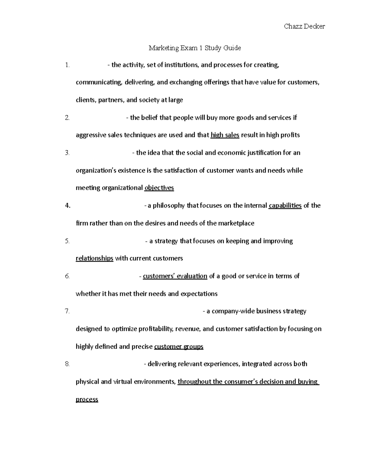 Marketing Exam 1 Study Guide: Key Concepts from Chapters 1-4 - Studocu