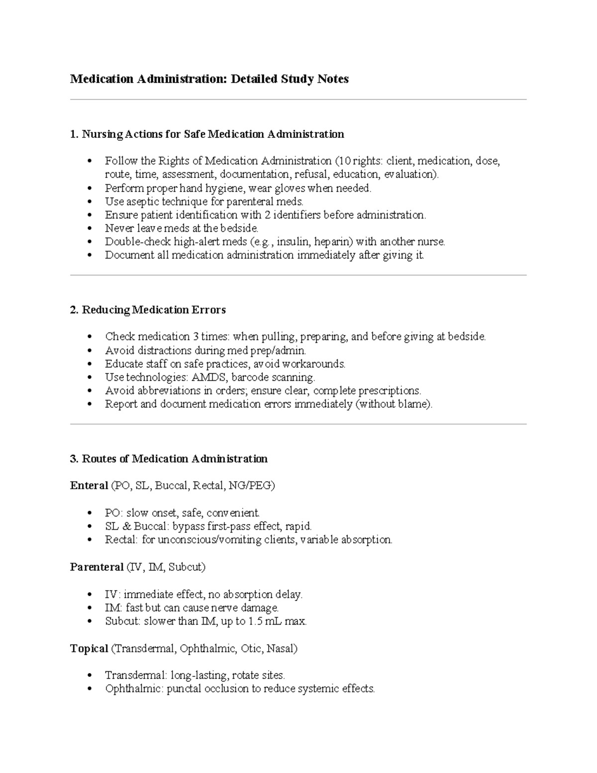 Medication Administration: Comprehensive Study Notes for Nursing (NUR ...
