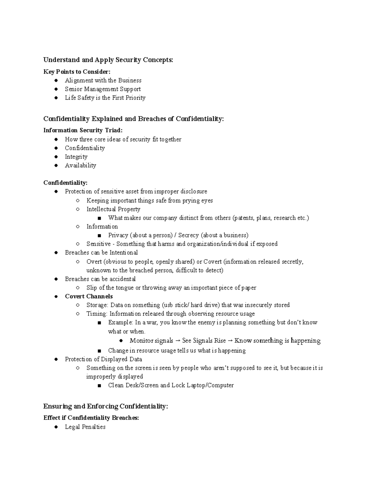 02 - Final Exam Notes on Foundational Info Sec Concepts - Studocu