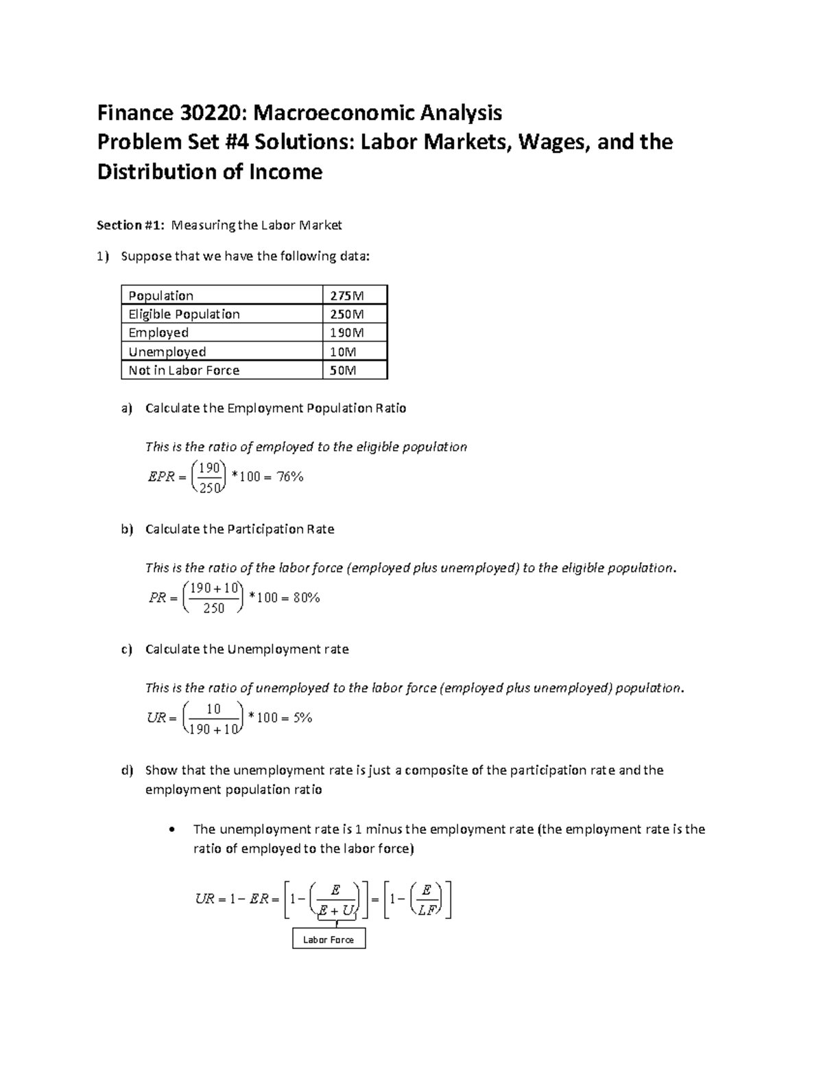 Problem Set #4 Solutions - Finance 30220: Macroeconomic Analysis ...