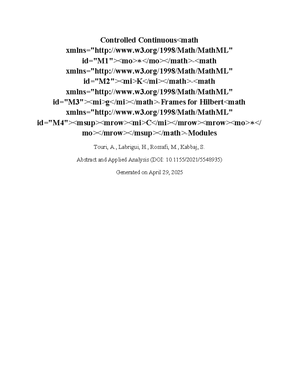 Controlled Continuous math xmlns http www w3 or - Controlled Continuous