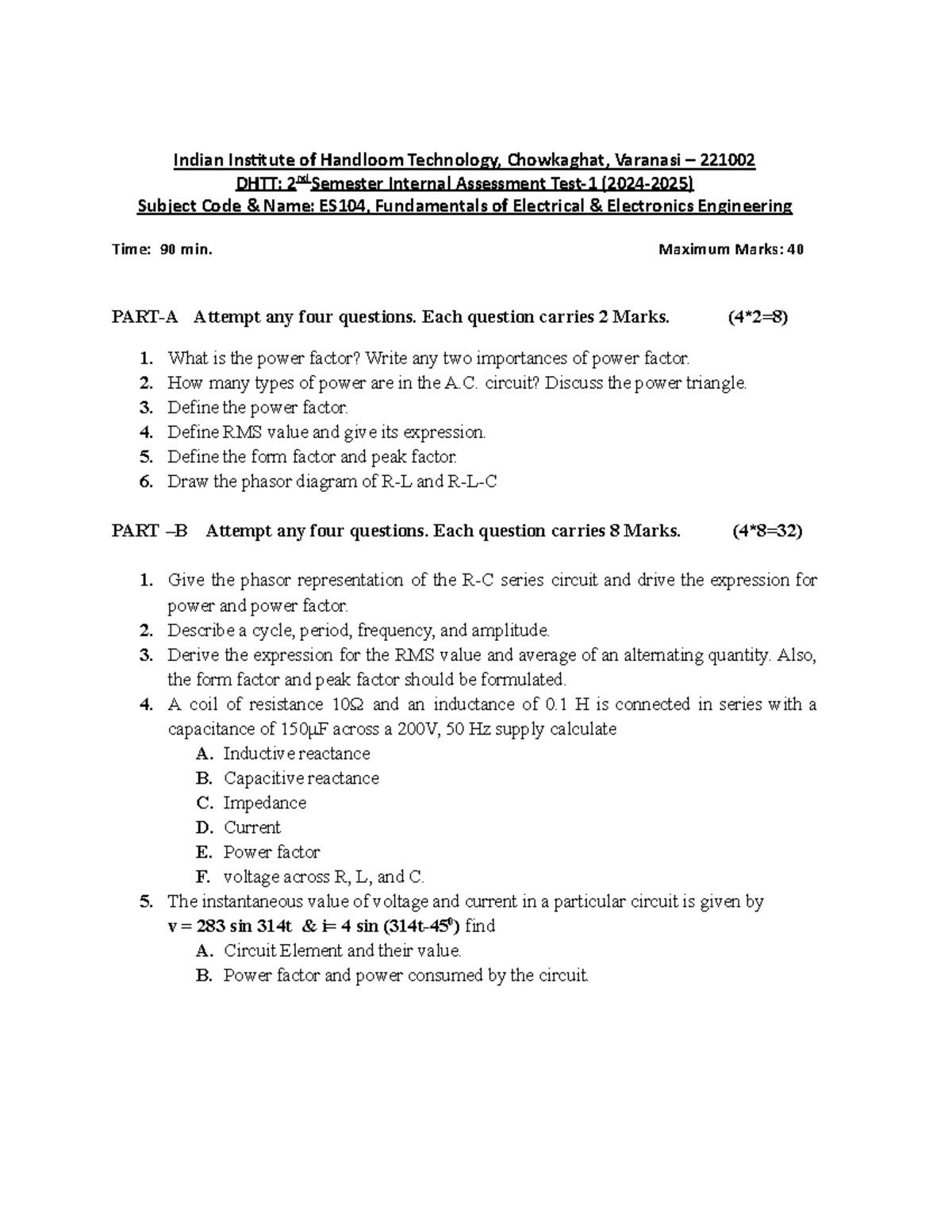 Bee 2 - BEE 101 CODE NOTES OR PRACTICE QUESTION - QP24DP2_ | 15-03-2024 ...