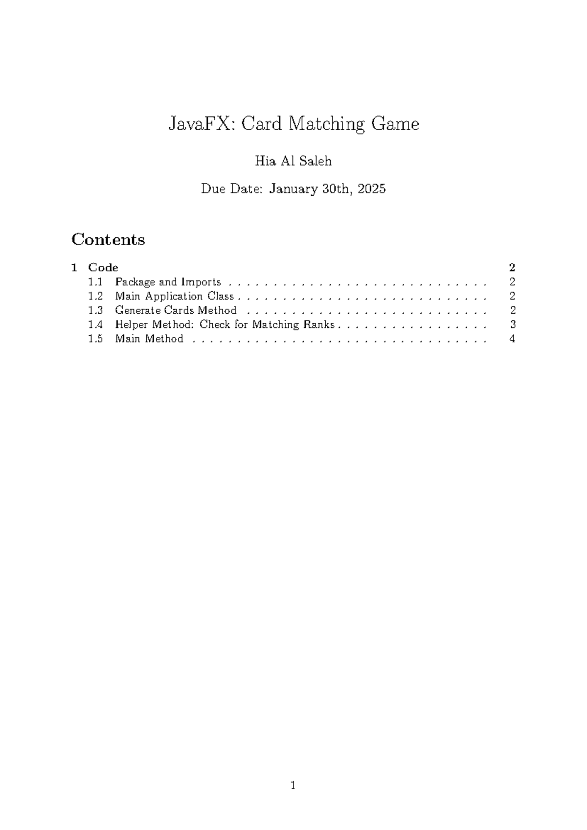 JavaFX Lab4: Card Matching Game Code and Implementation Guide - Studocu