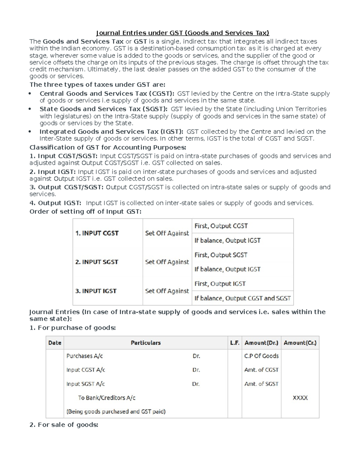 Journal Entries for GST Accounting: A Comprehensive Guide - Studocu