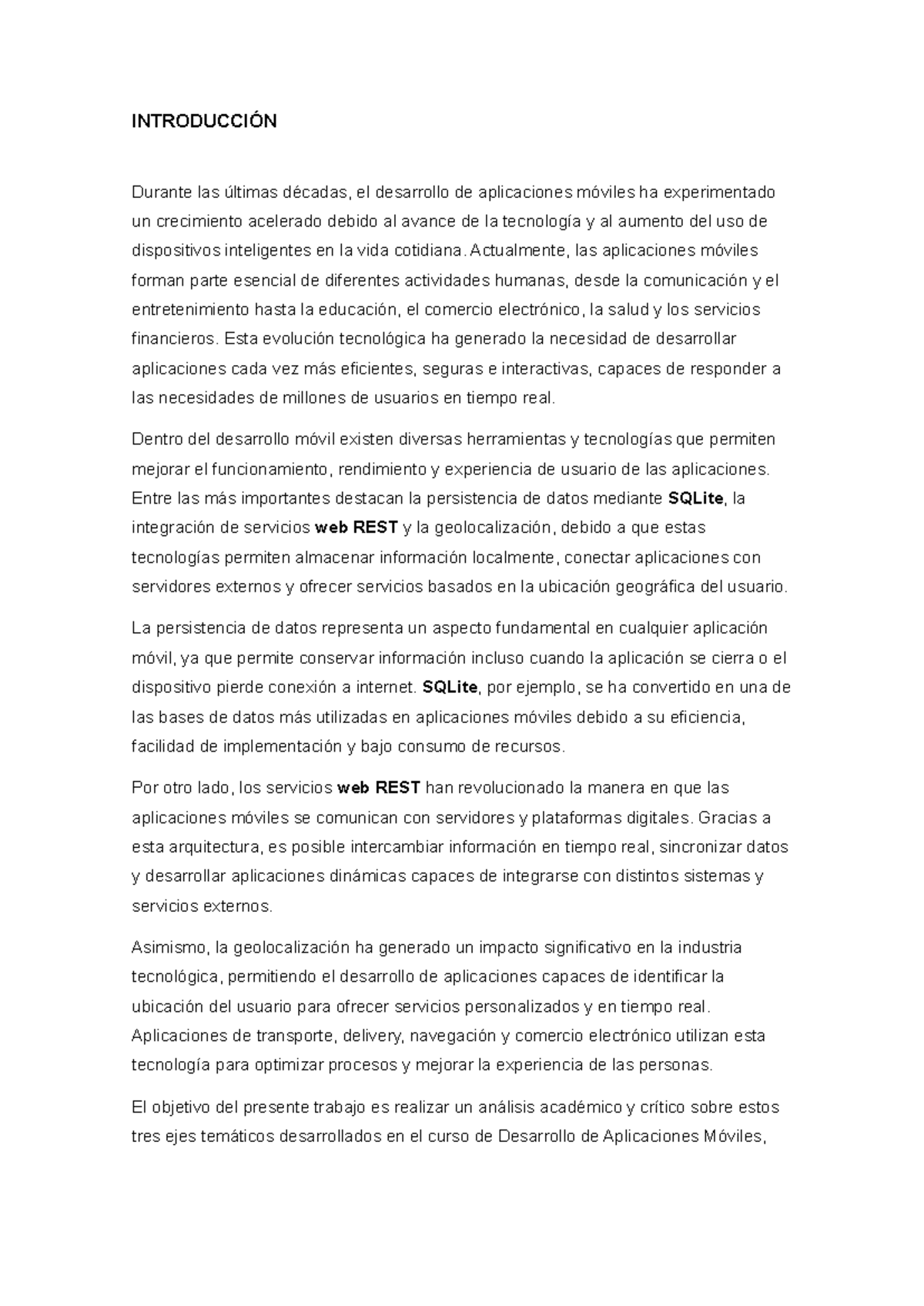 Desarrollo de Aplicaciones Móviles: Análisis de SQLite, REST y ...