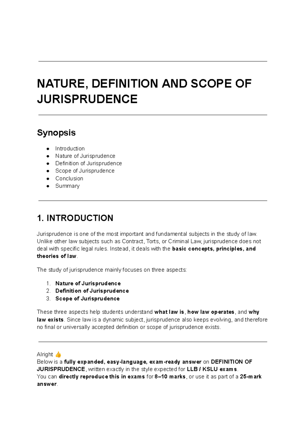 Nature, Definition & Scope of Jurisprudence: A Comprehensive Overview ...