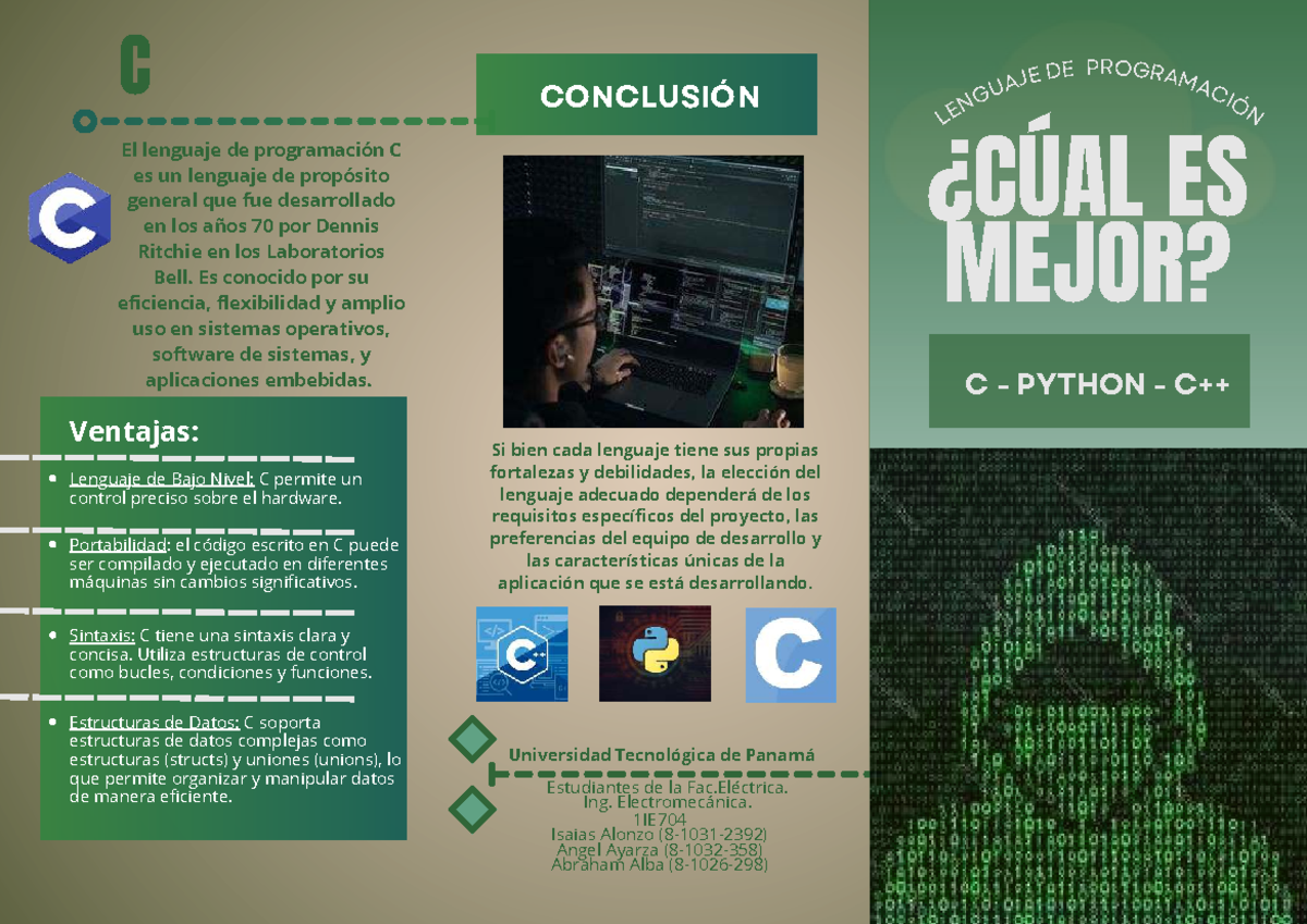 C 1IE704: Comparativa entre C, C++ y Python en programación - Studocu
