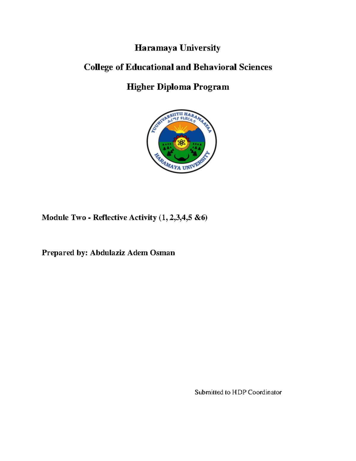 HDP Module Two Reflective Activities: Insights on Learning Perspectives ...