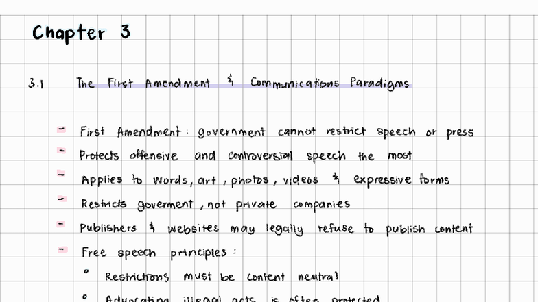 Topic 04 Notes - oof - Chapter 3 3 The First Amendment Communications ...