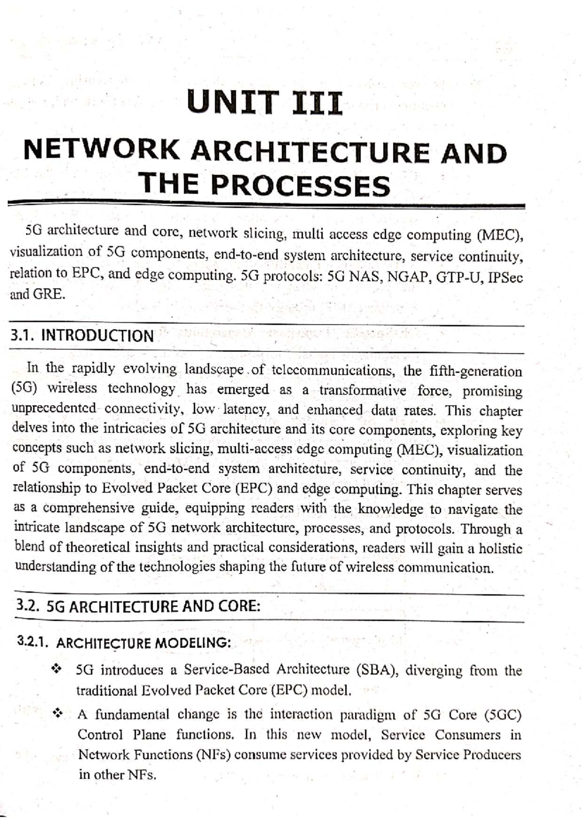 Unit 3: 5G Network Architecture and Processes Overview - Studocu