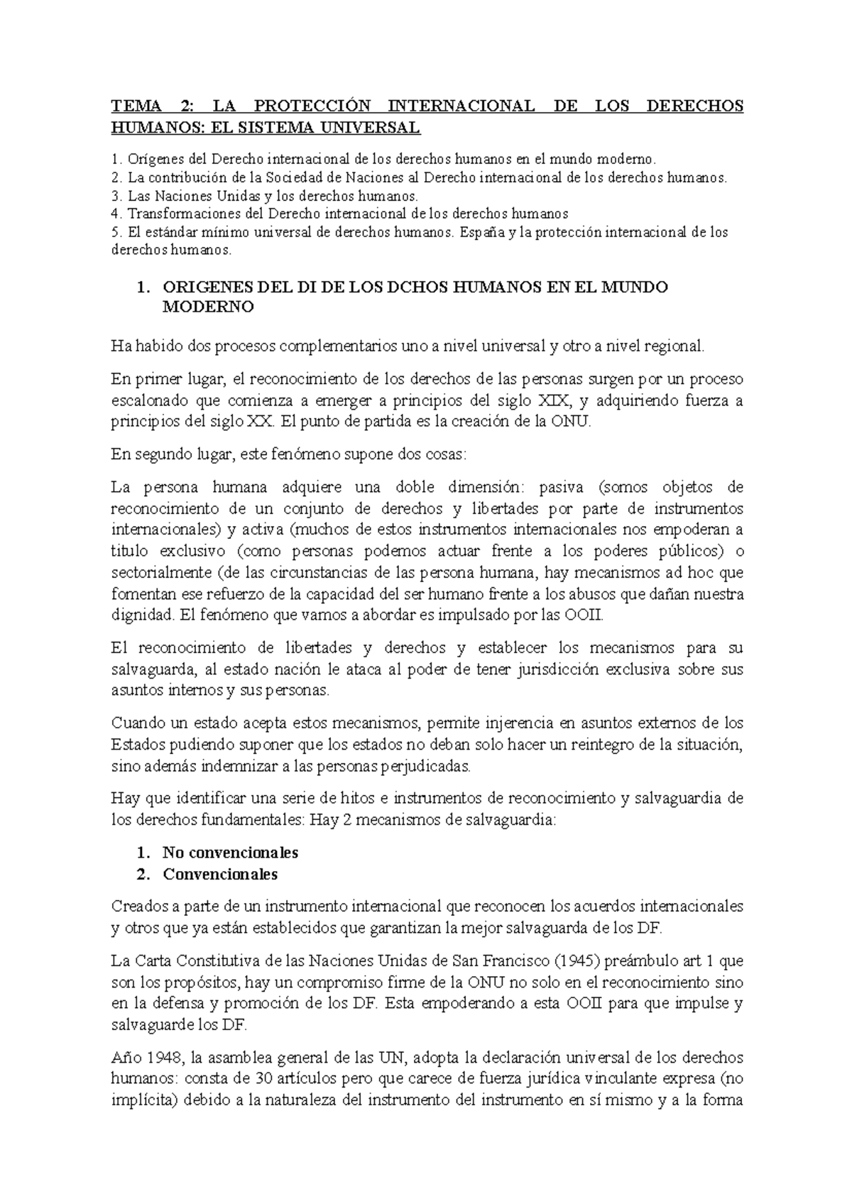 TEMA 2 LA Protección Internacional DE LOS Derechos Humanos EL Sistema ...
