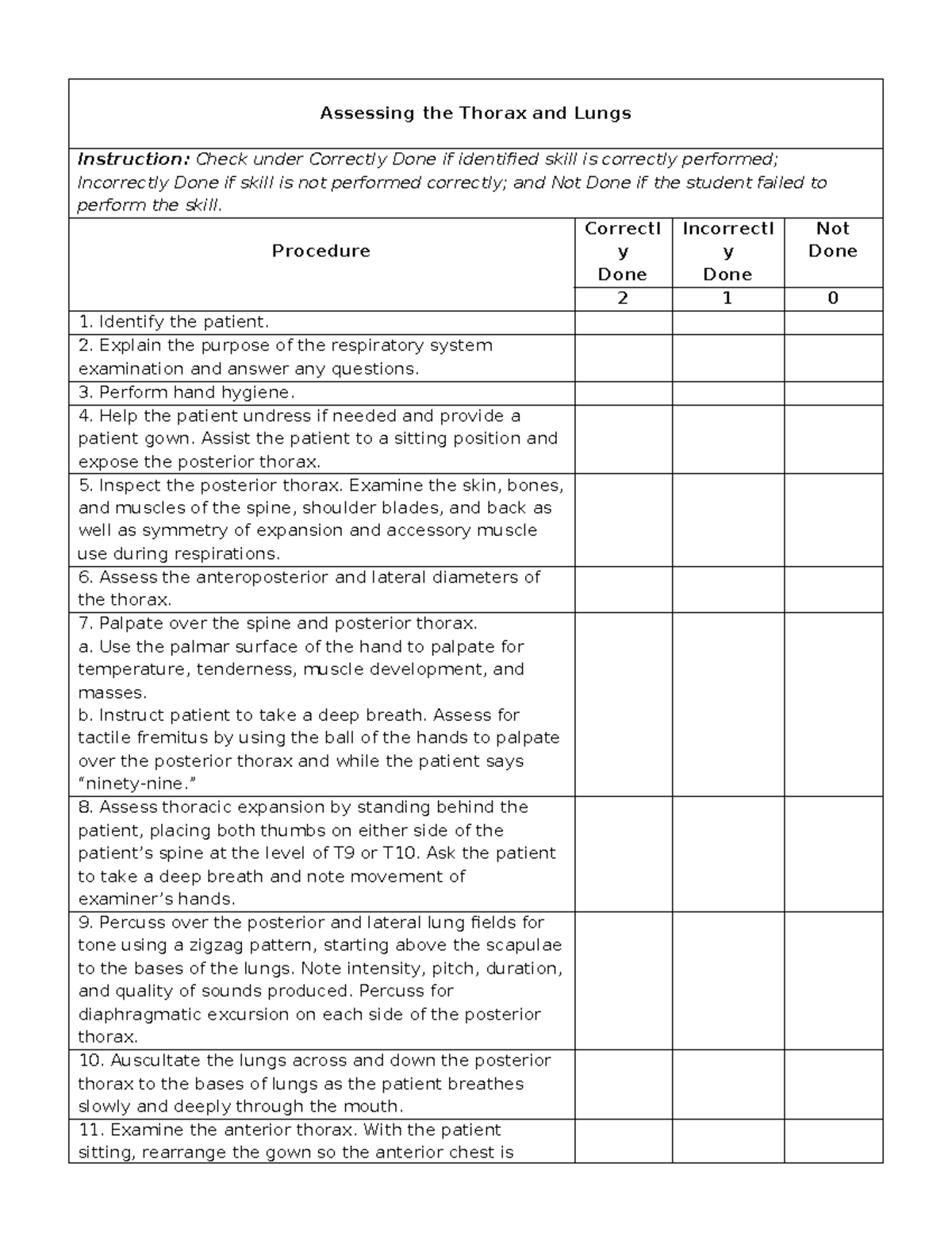 Assessing the Thorax and Lungs - Assessing the Thorax and Lungs ...