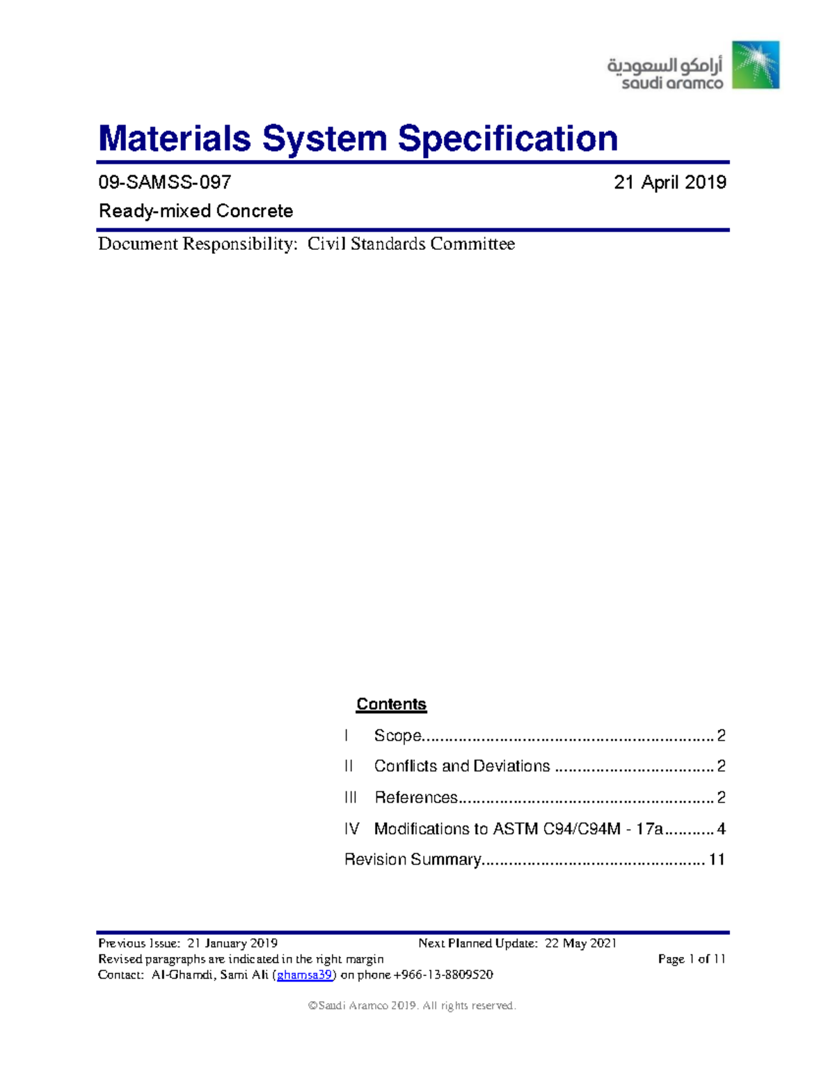 Concrete Materials System Specification - SAMSS-097-2019 (April 2019 ...