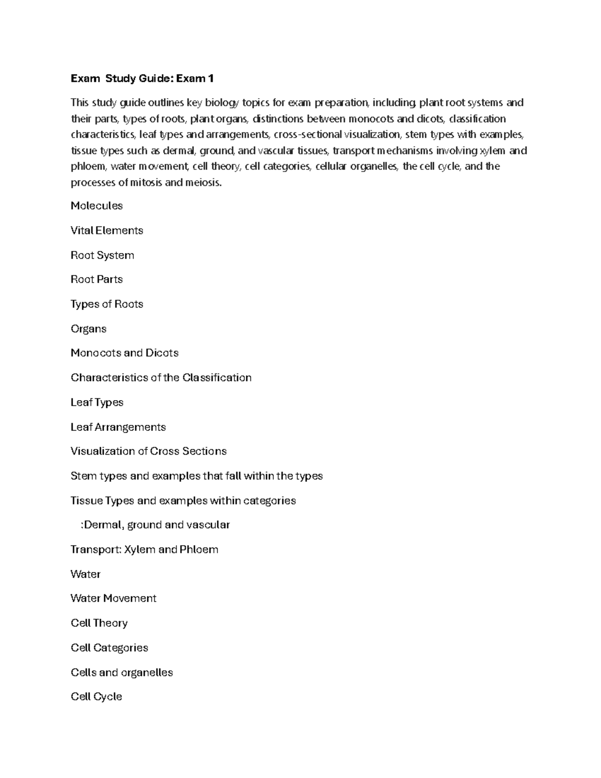 Biology Exam 1 Study Guide: Key Topics & Concepts - Studocu