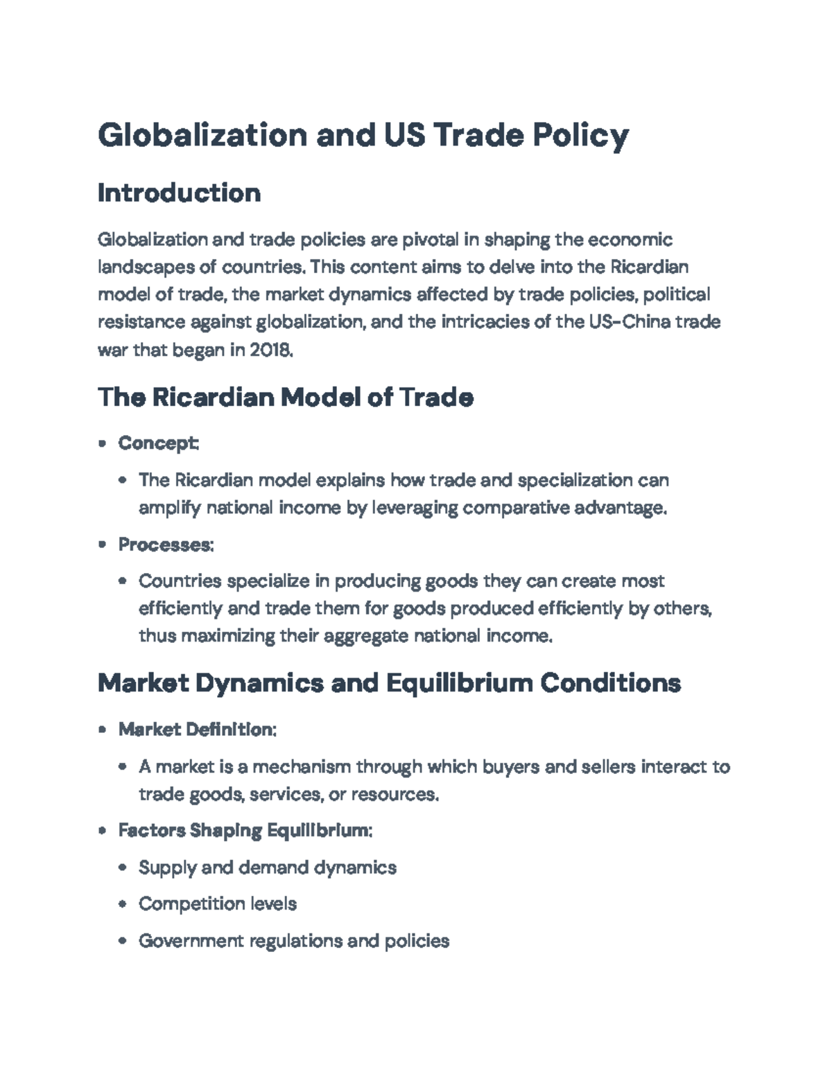Globalization and US Trade Policy: Dynamics and Political Implications ...