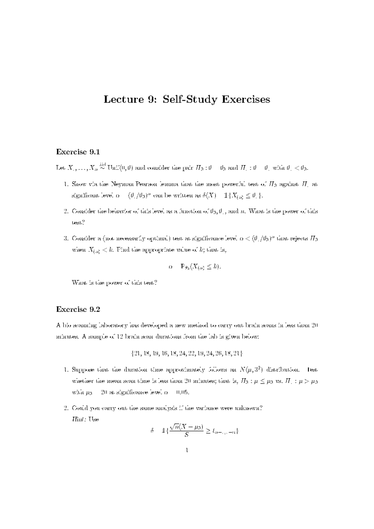 Lecture 9: Self Study Exercises on Statistical Tests and Brain Scans ...