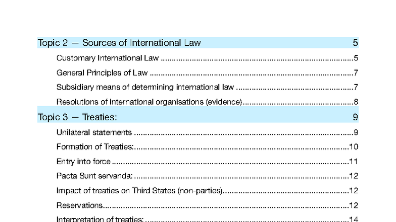 Final Study Notes - Topic 2 — Sources of International Law Customary ...