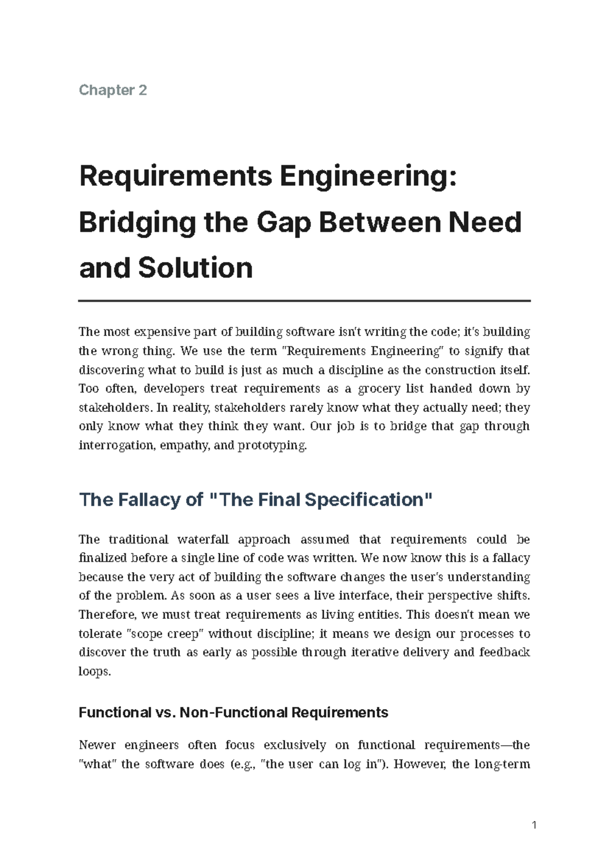 Chapter 02: Requirements Engineering - Bridging the Gap - Studocu