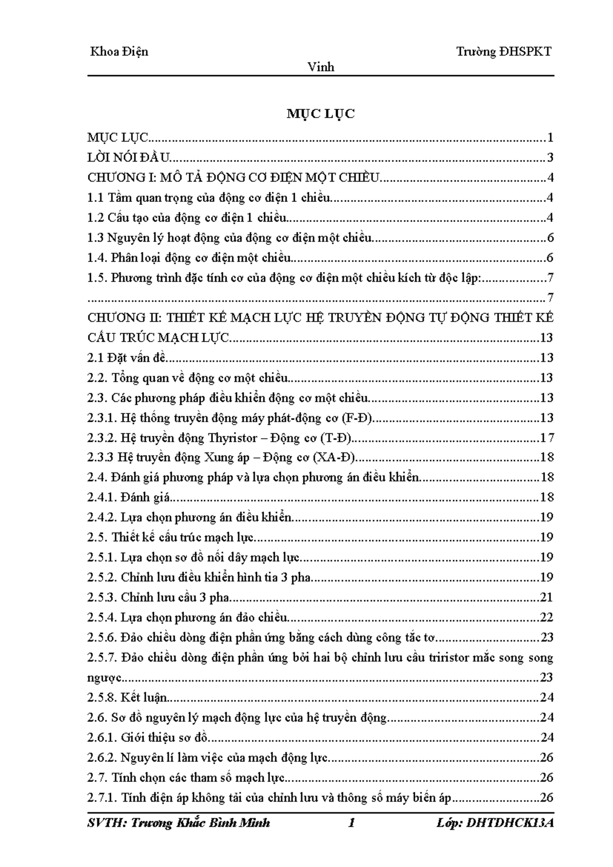 Động cơ điện 1 chiều - Tài liệu học tập DHTDHCK13A - Document Preview