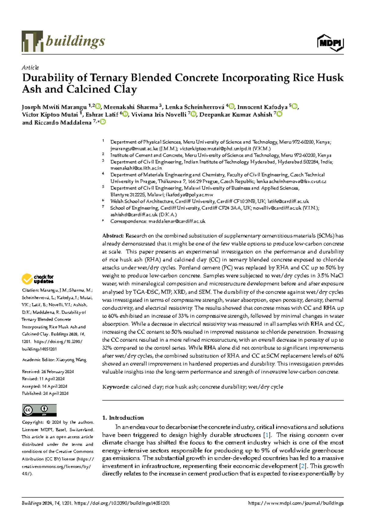 Durability of Ternary Blended Concrete with RHA and CC: Insights on ...