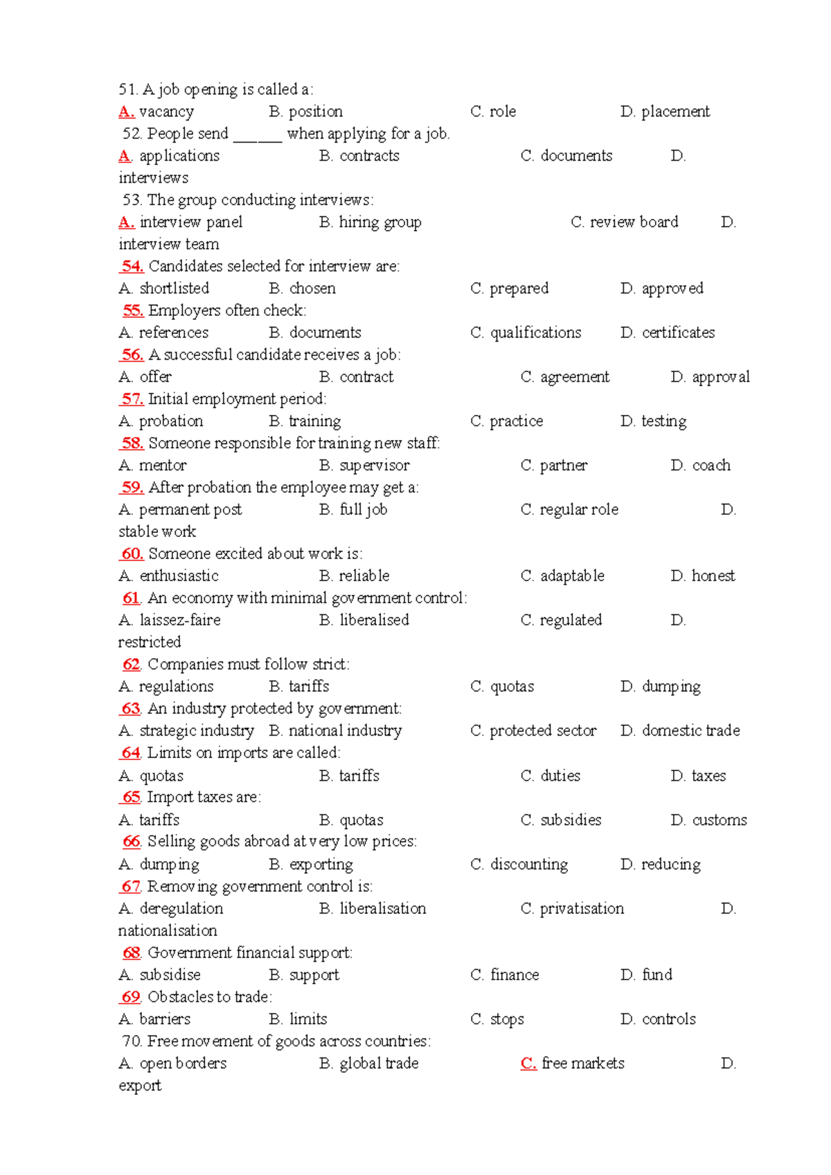 51. Job Application and Interview Questions - Quiz Notes - Studocu