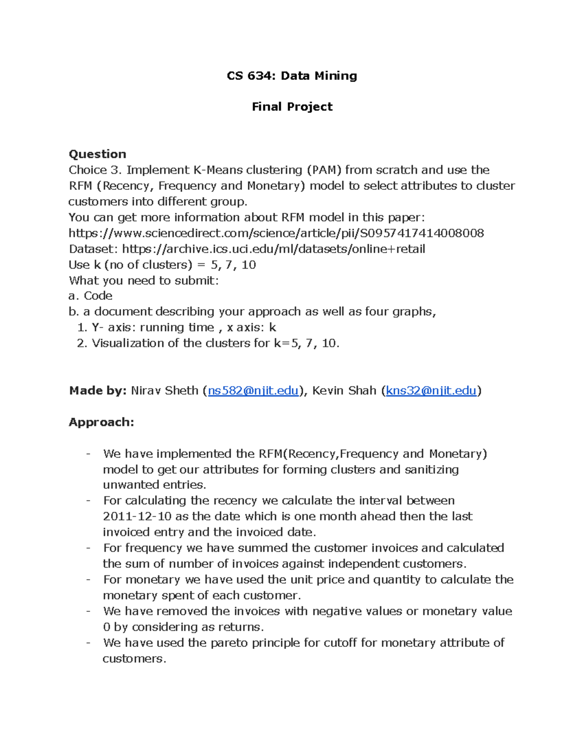 CS 634 Final Project - CS 634: Data Mining Final Project Question ...