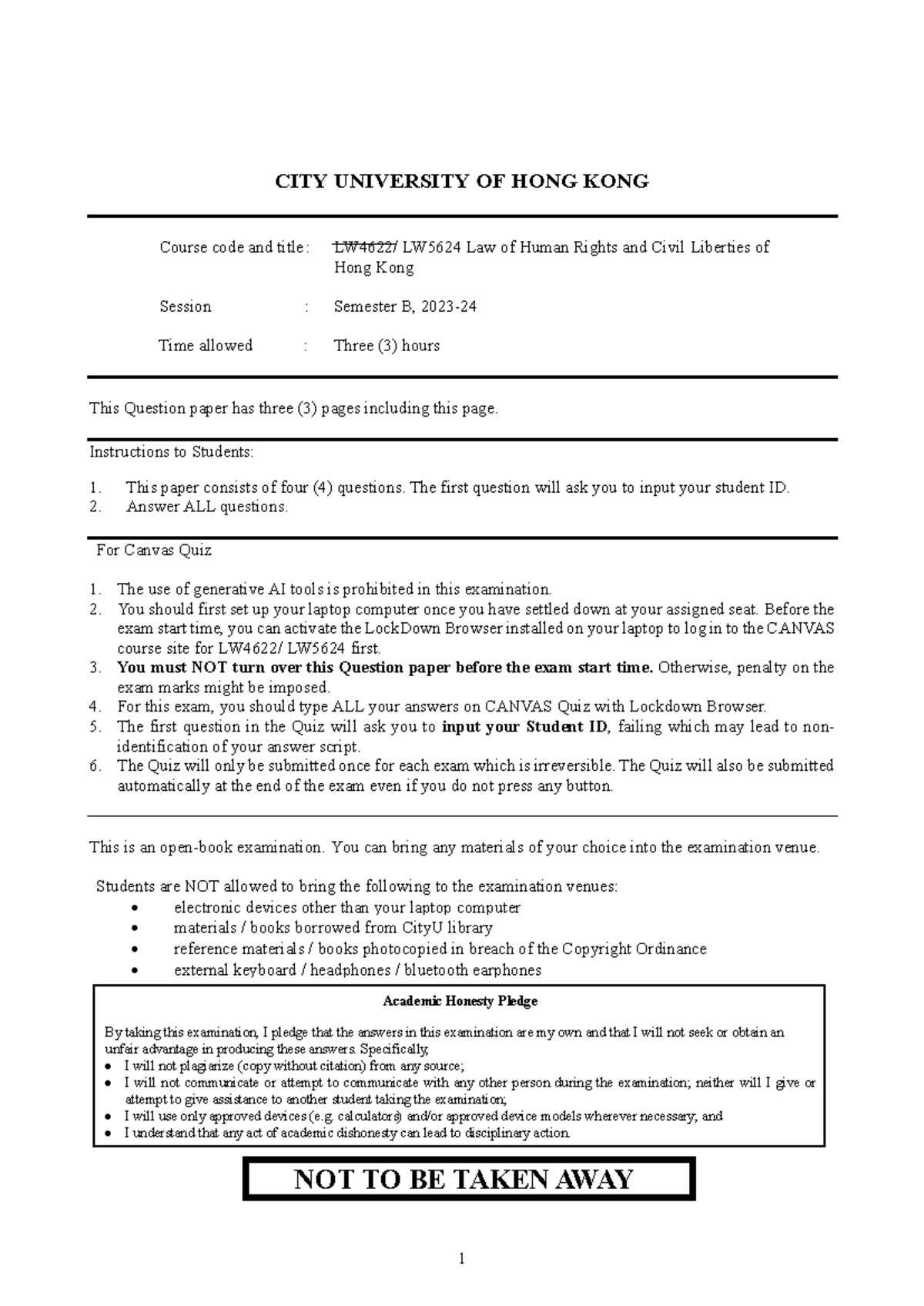 LW5624 Final Exam Paper: Law of Human Rights & Civil Liberties - Studocu