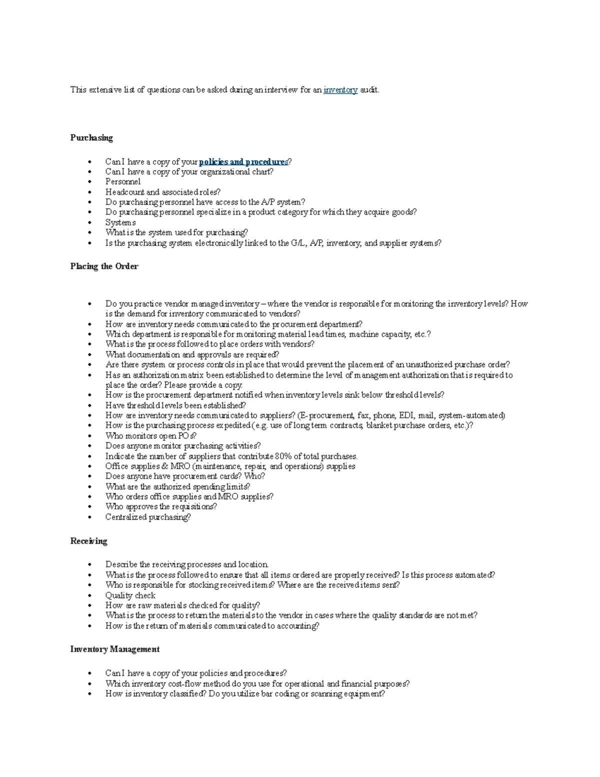 Inventory Audit Interview Question Guide: Comprehensive Walkthrough ...