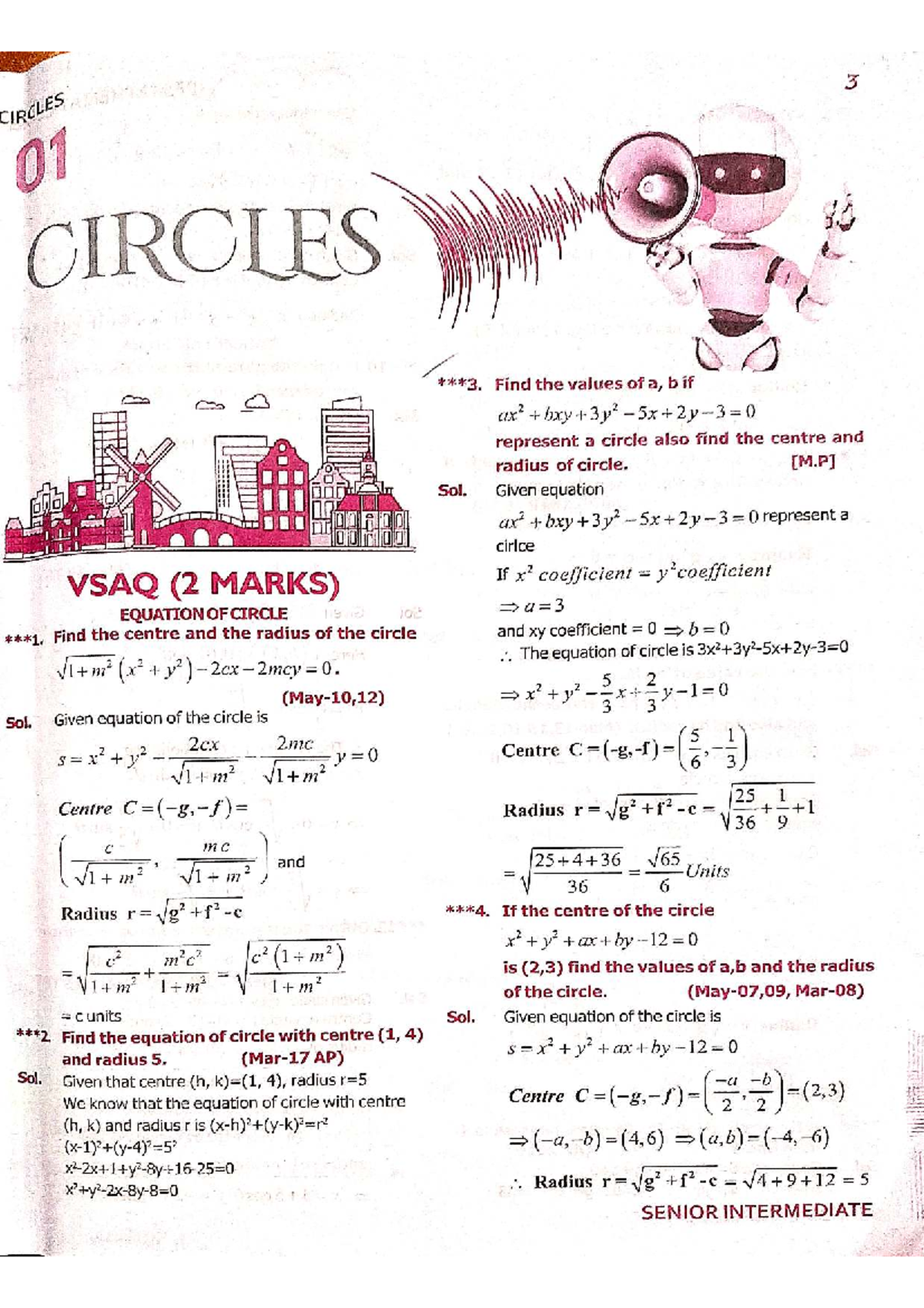 Senior Intermediate IPE Mathematics: Circle Equations and Properties ...