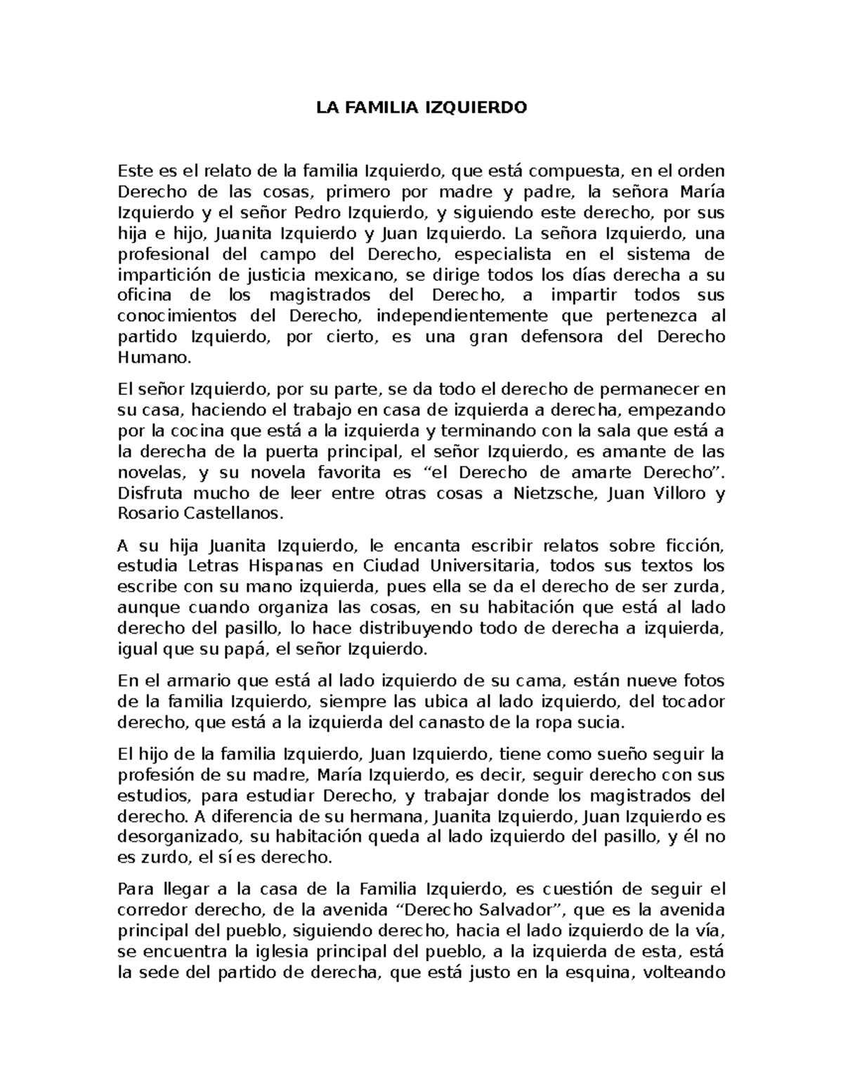 Dinámica de la Familia Izquierdo: Un Relato de Derechos y Relaciones ...