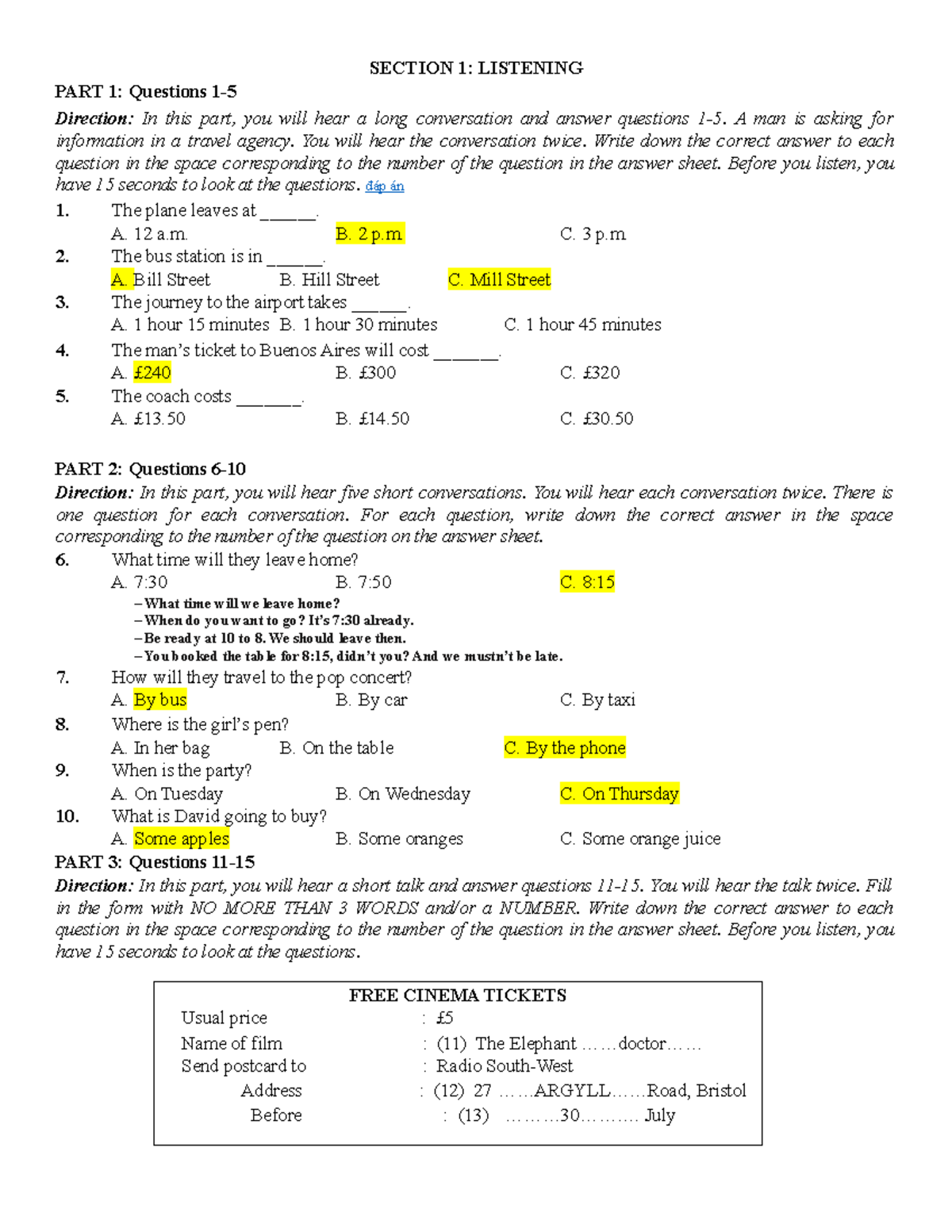 Listening Practice Questions for ELE2DL Course - Studocu