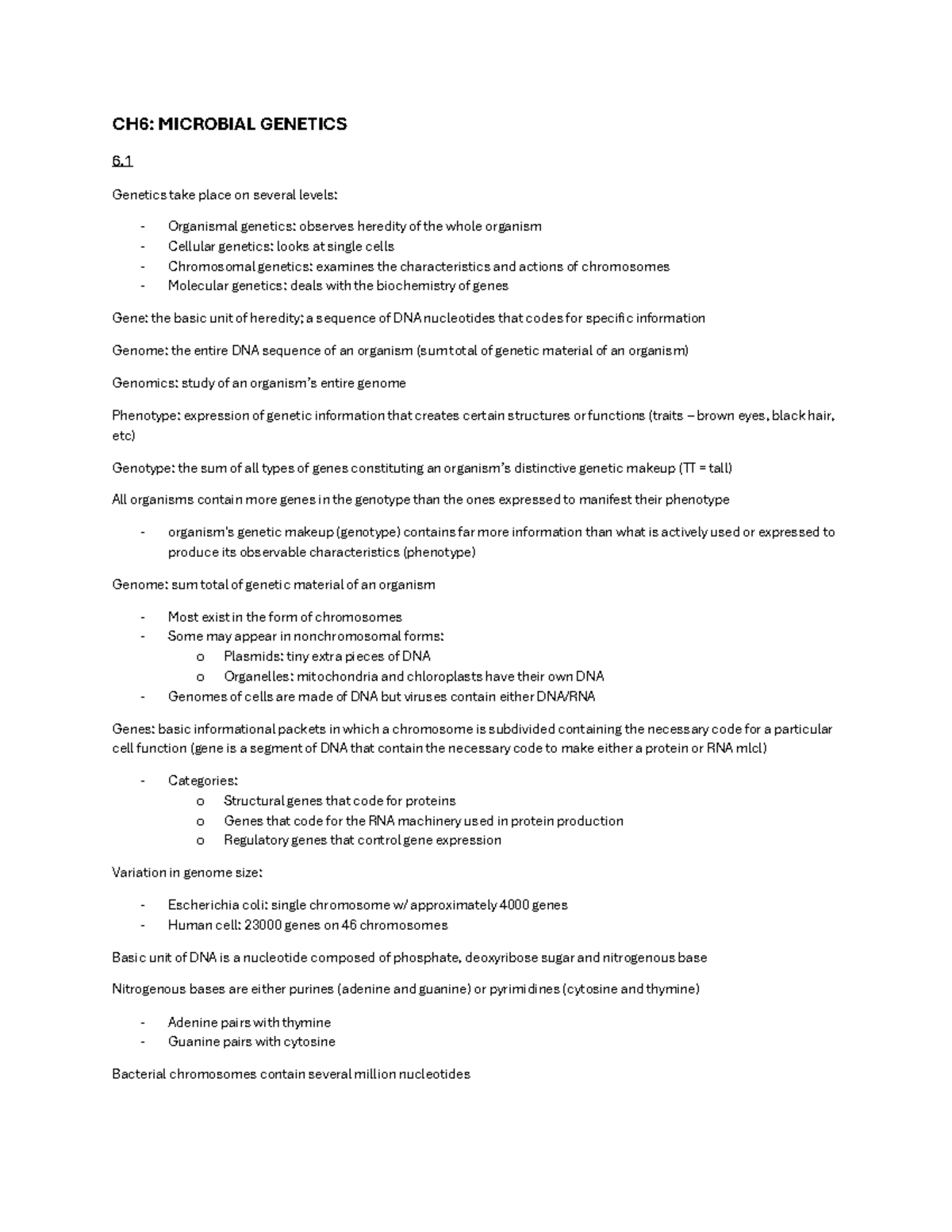 CH6: Microbial Genetics Overview - Operons, Mutations & Gene Transfer ...