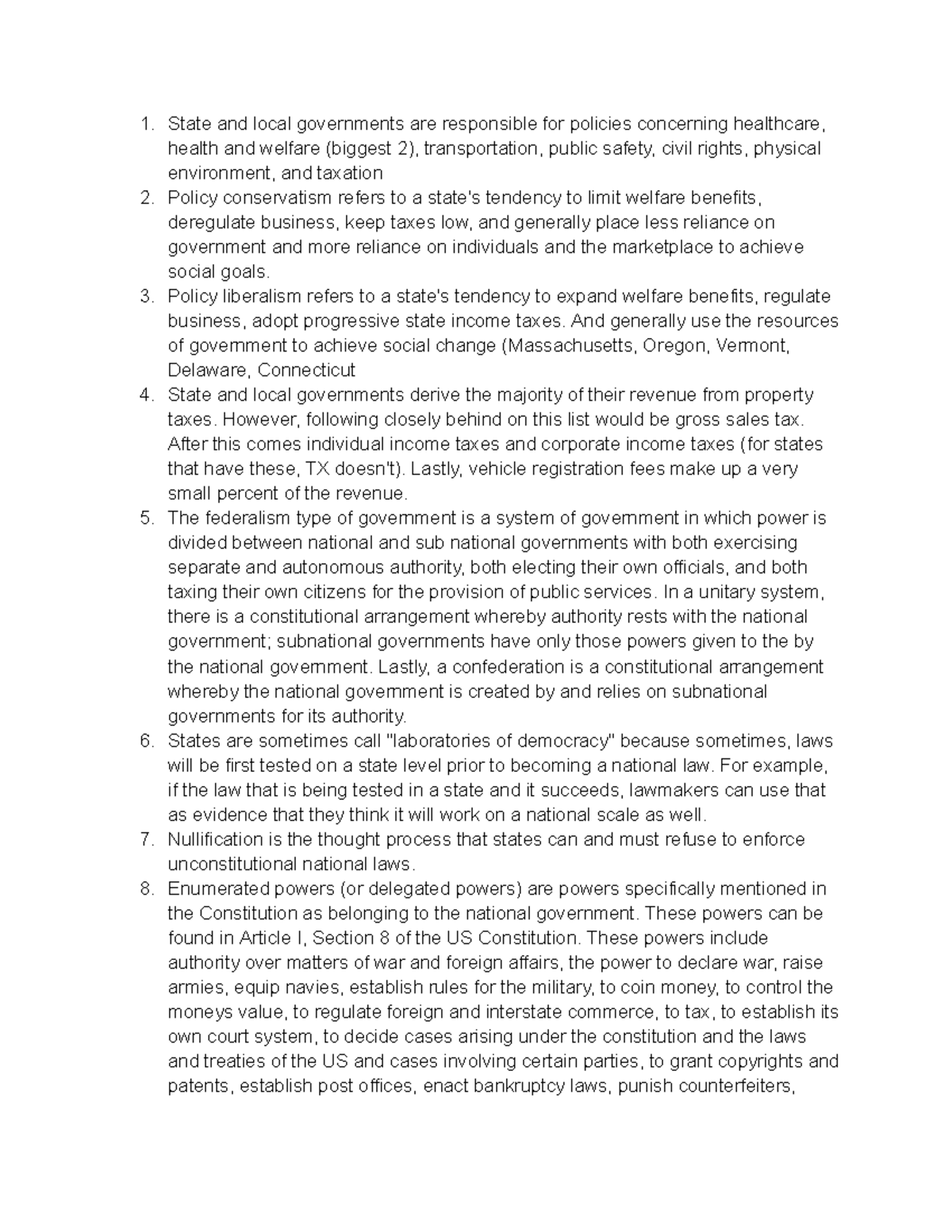 POL 101 - Exam 1 Study Guide: State & Local Government Policies - Studocu