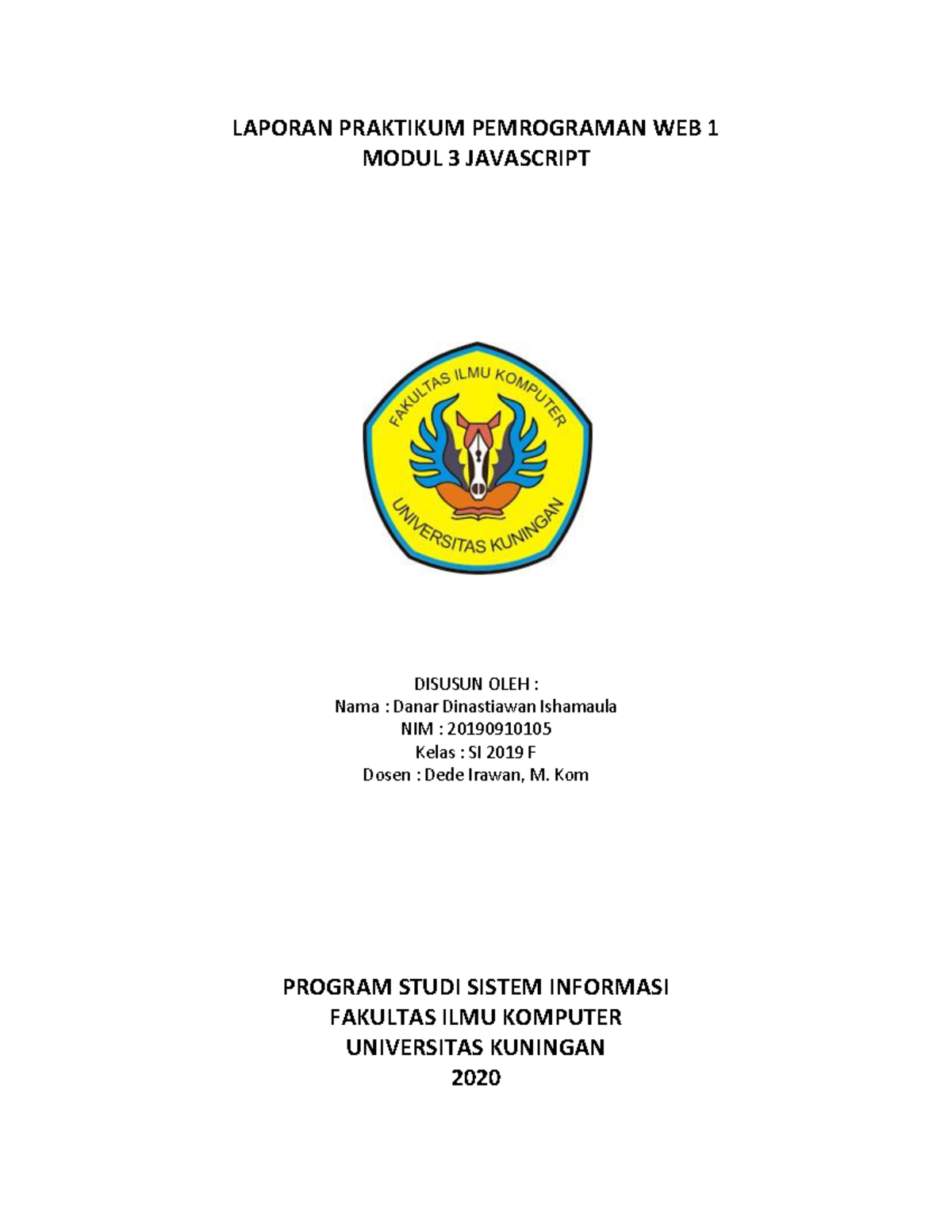Laporan Praktikum Web 1 Modul 3: Javascript Dasar dan Variabel - Studocu