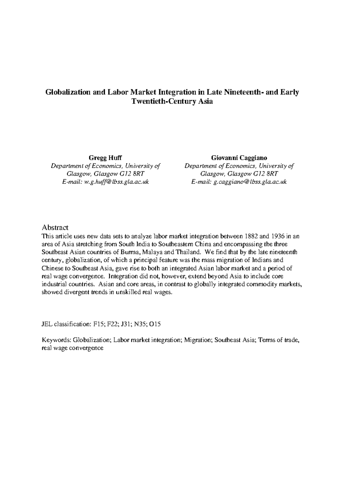 Globalization and Labor Market Integration in Asia (ECO 101) - Studocu