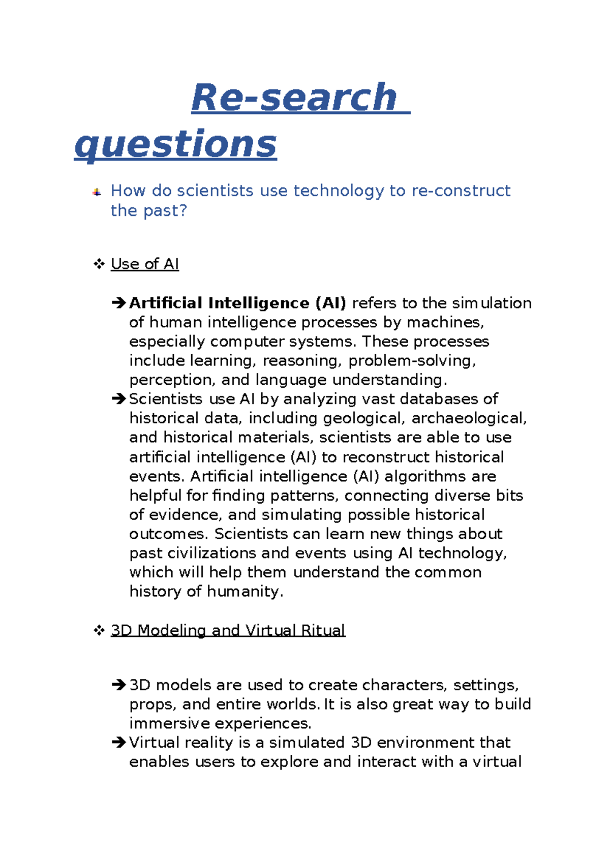 World Scholars Research questions - Re-search questions How do ...
