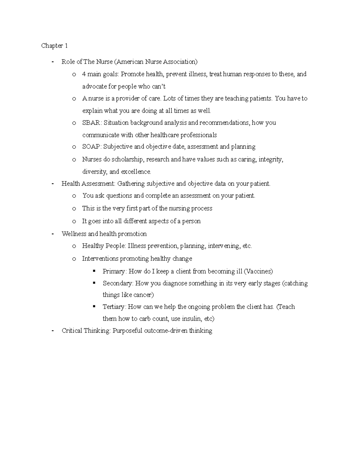 Health Assessment - Test 1: Key Concepts and Techniques - Studocu